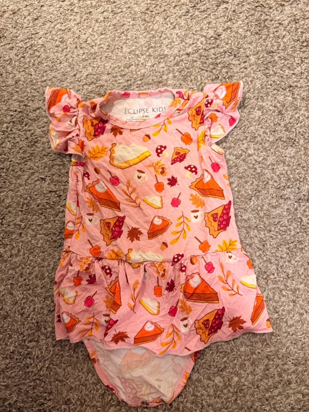Eclipse Kids Pink Pumpkin Pie Print Ruffle Dress BAMBOO